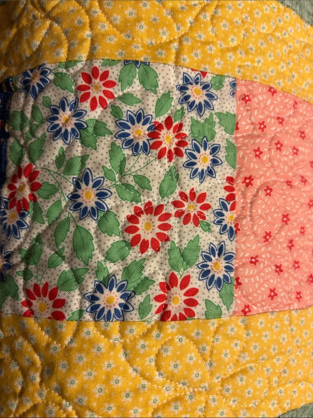ONE OF A KIND- HANDCRAFTED Floral Quilt in Pastel Multicolor